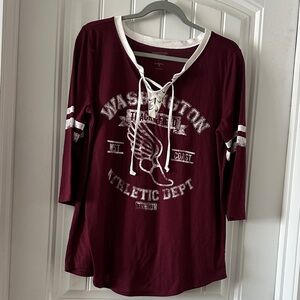Arizona Jean Company Burgundy Graphic Long Sleeve Top Y2K